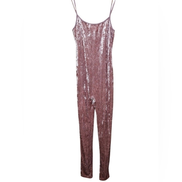 Forever 21 Pink Velvet Jumpsuit Women's Medium - Picture 3 of 12